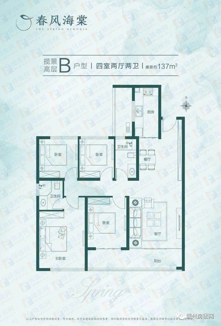 滕州春风海棠高层洋房户型图首更 主力户型建面范围约120-175㎡(图2)